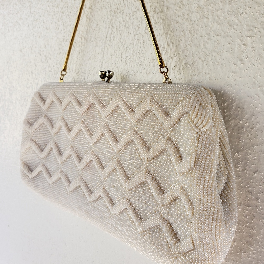 Vintage 1950's-60's Cream "Walborg" Beaded Purse